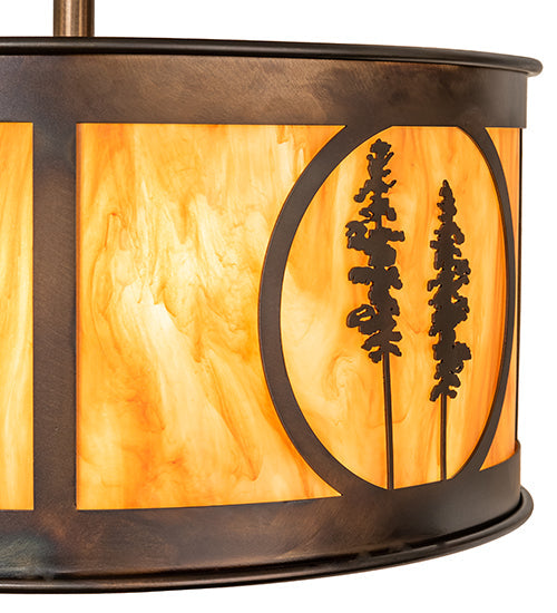 Meyda Lighting Personalized 21" 3-Light Light Burnished Antique Copper Semi-flush Mount Light With Ambra Siena Idalight Shade