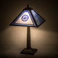 Meyda Lighting Personalized 23" Antique Brass Corrections Table Lamp With Blue & Frosted Clear Shade Glass