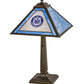 Meyda Lighting Personalized 23" Antique Brass Corrections Table Lamp With Blue & Frosted Clear Shade Glass