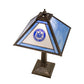 Meyda Lighting Personalized 23" Antique Brass Corrections Table Lamp With Blue & Frosted Clear Shade Glass
