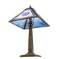 Meyda Lighting Personalized 23" Antique Brass Corrections Table Lamp With Blue & Frosted Clear Shade Glass