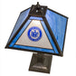 Meyda Lighting Personalized 23" Antique Brass State Trooper Table Lamp With Blue & Frosted Clear Shade Glass