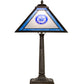 Meyda Lighting Personalized 23" Antique Brass State Trooper Table Lamp With Blue & Frosted Clear Shade Glass