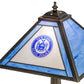 Meyda Lighting Personalized 23" Antique Brass State Trooper Table Lamp With Blue & Frosted Clear Shade Glass