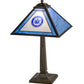 Meyda Lighting Personalized 23" Antique Brass State Trooper Table Lamp With Blue & Frosted Clear Shade Glass