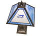 Meyda Lighting Personalized 23" Antique Brass Torch Run Table Lamp With Blue & Frosted Clear Shade Glass