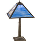 Meyda Lighting Personalized 23" Antique Brass Torch Run Table Lamp With Blue & Frosted Clear Shade Glass
