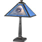 Meyda Lighting Personalized 23" Craftsman Brown EMS Global Inc Table Lamp With Blue & White Shade Glass