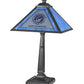 Meyda Lighting Personalized 23" Craftsman Brown EMS Global Inc Table Lamp With Blue & White Shade Glass