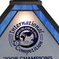 Meyda Lighting Personalized 23" Craftsman Brown EMS Global Inc Table Lamp With Blue & White Shade Glass