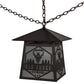 Meyda Lighting Personalized 23" Craftsman Brown Old Forge Fitness Pendant Light With White Rainyvue Shade Glass