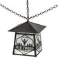 Meyda Lighting Personalized 23" Craftsman Brown Old Forge Fitness Pendant Light With White Rainyvue Shade Glass