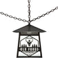 Meyda Lighting Personalized 23" Craftsman Brown Old Forge Fitness Pendant Light With White Rainyvue Shade Glass