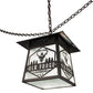 Meyda Lighting Personalized 23" Craftsman Brown Old Forge Fitness Pendant Light With White Rainyvue Shade Glass