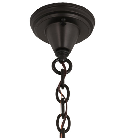 Meyda Lighting Personalized 23" Craftsman Brown Old Forge Fitness Pendant Light With White Rainyvue Shade Glass