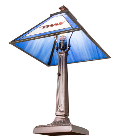Meyda Lighting Personalized 23" Mahogany Bronze Mission Table Lamp With Multi-Colored Shade Glass