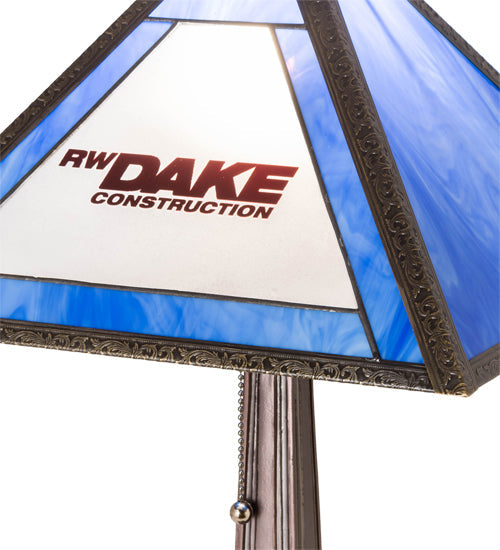 Meyda Lighting Personalized 23" Mahogany Bronze Mission Table Lamp With Multi-Colored Shade Glass