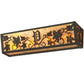 Meyda Lighting Personalized 24" 4-Light Timeless Bronze Grapevine Vanity Light With Amber Mica Shade Glass