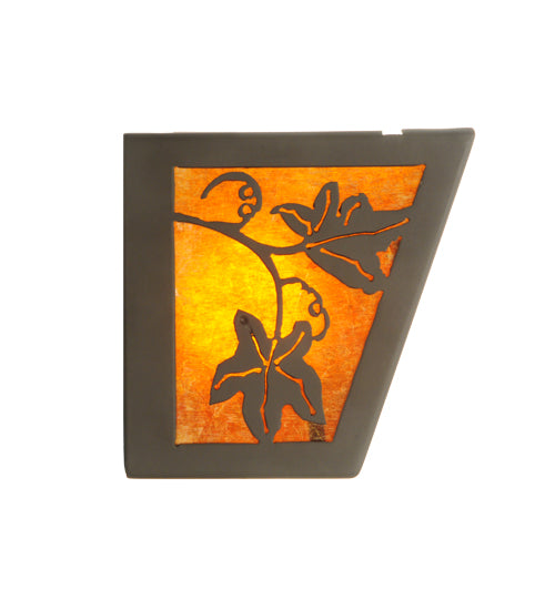 Meyda Lighting Personalized 24" 4-Light Timeless Bronze Grapevine Vanity Light With Amber Mica Shade Glass