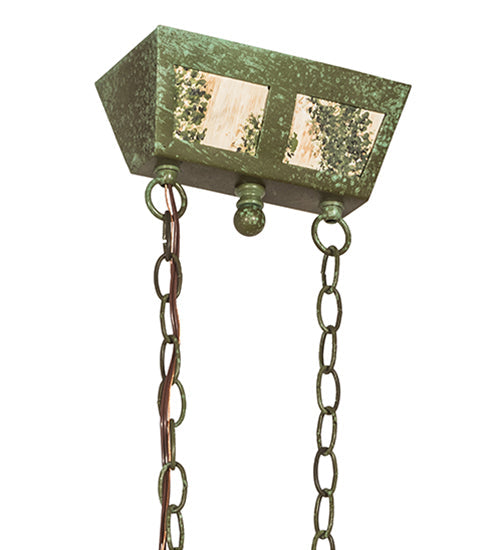 Meyda Lighting Personalized 24" 8-Light Tarinished & Antique Copper Canoe Chandelier With Beige Fabric Shade
