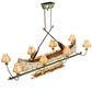Meyda Lighting Personalized 24" 8-Light Tarinished & Antique Copper Canoe Chandelier With Beige Fabric Shade