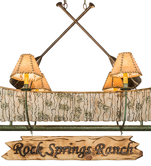 Meyda Lighting Personalized 24" 8-Light Tarinished & Antique Copper Canoe Chandelier With Beige Fabric Shade