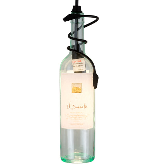Meyda Lighting Personalized 3" Textured Black Hey Mambo Pendant Light With Clear Wine Bottle Shade Glass