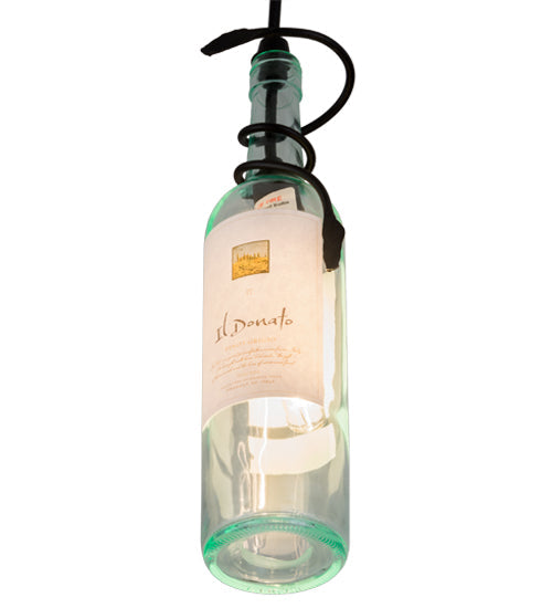 Meyda Lighting Personalized 3" Textured Black Hey Mambo Pendant Light With Clear Wine Bottle Shade Glass