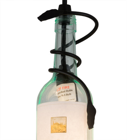 Meyda Lighting Personalized 3" Textured Black Hey Mambo Pendant Light With Clear Wine Bottle Shade Glass