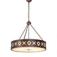 Meyda Lighting Personalized 30" 6-Light Mahogany Bronze Hamilton Pendant Light With Beige Sahara Taupe Idalight Shade