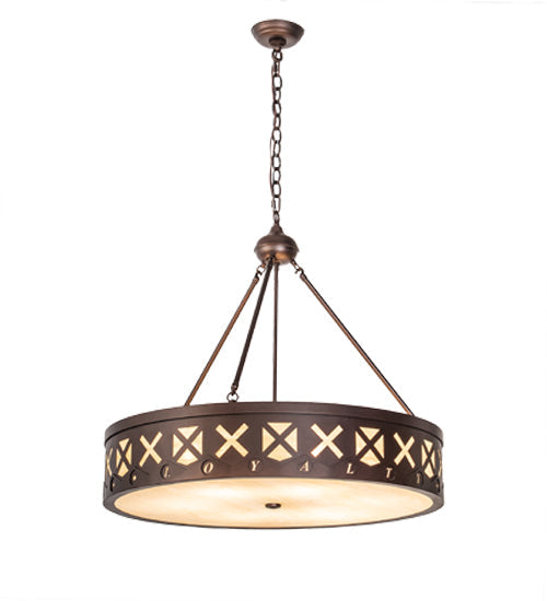Meyda Lighting Personalized 30" 6-Light Mahogany Bronze Hamilton Pendant Light With Beige Sahara Taupe Idalight Shade