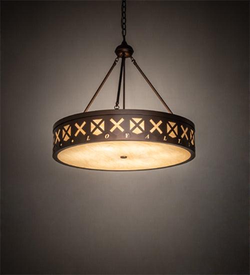 Meyda Lighting Personalized 30" 6-Light Mahogany Bronze Hamilton Pendant Light With Beige Sahara Taupe Idalight Shade