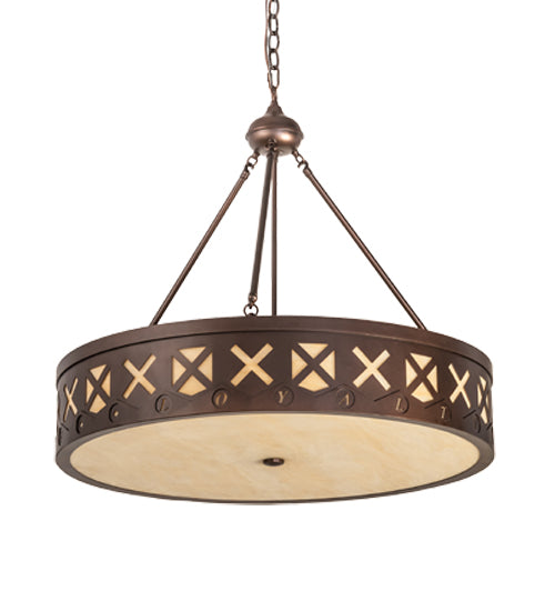 Meyda Lighting Personalized 30" 6-Light Mahogany Bronze Hamilton Pendant Light With Beige Sahara Taupe Idalight Shade