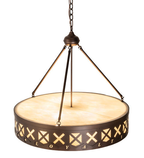 Meyda Lighting Personalized 30" 6-Light Mahogany Bronze Hamilton Pendant Light With Beige Sahara Taupe Idalight Shade