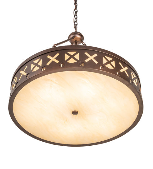 Meyda Lighting Personalized 30" 6-Light Mahogany Bronze Hamilton Pendant Light With Beige Sahara Taupe Idalight Shade