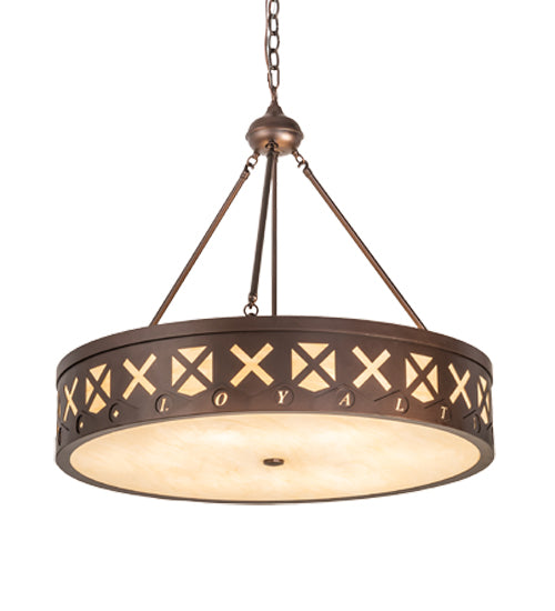Meyda Lighting Personalized 30" 6-Light Mahogany Bronze Hamilton Pendant Light With Beige Sahara Taupe Idalight Shade
