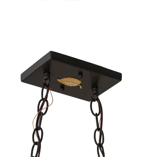 Meyda Lighting Personalized 33" 6-Light Timeless Bronze Fitzgerald Island Pendant Light With Silver Mica Shade Glass