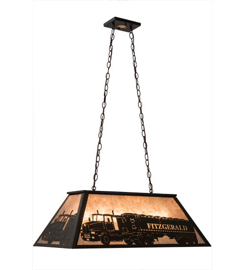 Meyda Lighting Personalized 33" 6-Light Timeless Bronze Fitzgerald Island Pendant Light With Silver Mica Shade Glass