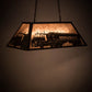 Meyda Lighting Personalized 33" 6-Light Timeless Bronze Fitzgerald Island Pendant Light With Silver Mica Shade Glass