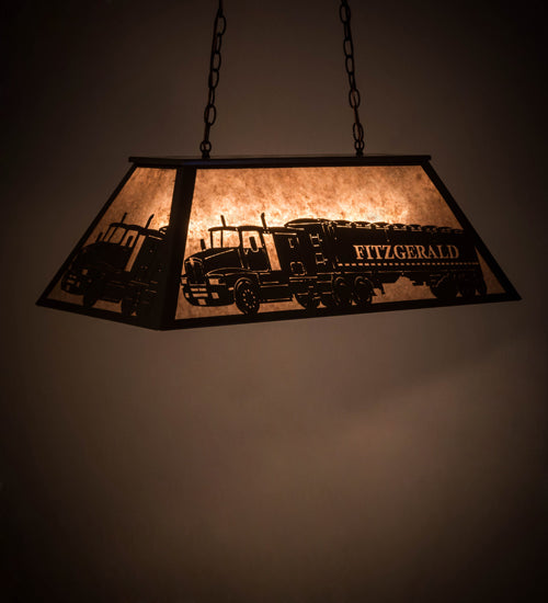 Meyda Lighting Personalized 33" 6-Light Timeless Bronze Fitzgerald Island Pendant Light With Silver Mica Shade Glass