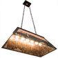 Meyda Lighting Personalized 33" 6-Light Timeless Bronze Fitzgerald Island Pendant Light With Silver Mica Shade Glass