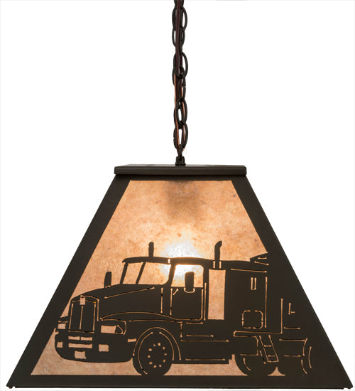 Meyda Lighting Personalized 33" 6-Light Timeless Bronze Fitzgerald Island Pendant Light With Silver Mica Shade Glass