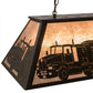 Meyda Lighting Personalized 33" 6-Light Timeless Bronze Fitzgerald Island Pendant Light With Silver Mica Shade Glass