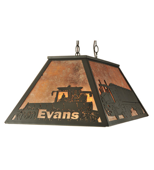 Meyda Lighting Personalized 33" 6-Light Timeless Bronze Island Pendant Light With Silver Mica Shade Glass