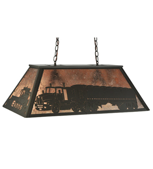 Meyda Lighting Personalized 33" 6-Light Timeless Bronze Island Pendant Light With Silver Mica Shade Glass