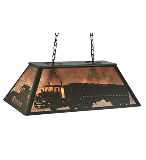 Meyda Lighting Personalized 33" 6-Light Timeless Bronze Island Pendant Light With Silver Mica Shade Glass