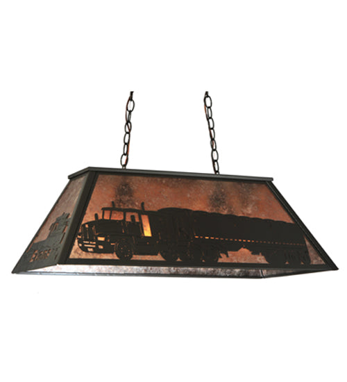 Meyda Lighting Personalized 33" 6-Light Timeless Bronze Island Pendant Light With Silver Mica Shade Glass