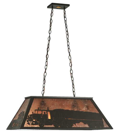 Meyda Lighting Personalized 33" 6-Light Timeless Bronze Island Pendant Light With Silver Mica Shade Glass