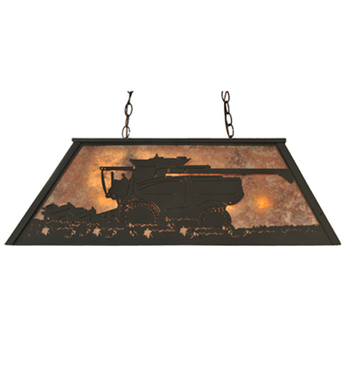 Meyda Lighting Personalized 33" 6-Light Timeless Bronze Island Pendant Light With Silver Mica Shade Glass
