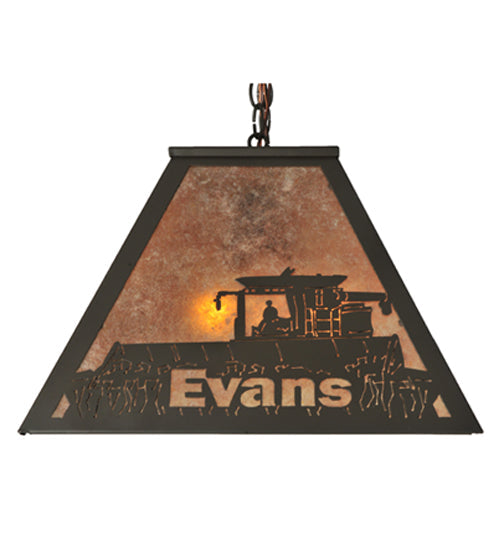 Meyda Lighting Personalized 33" 6-Light Timeless Bronze Island Pendant Light With Silver Mica Shade Glass